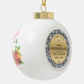 Witte diamanten en goudbruiloft keramische bal ornament (Links)
