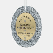 Witte diamanten & gouden 50ste bruiloft Jubileum Glas Ornament (Voorkant links)