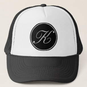 Witte Diamanten Letter K Monogram Trucker Pet