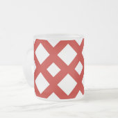 Witte diamanten op rood matglas koffiemok (Voorkant links)