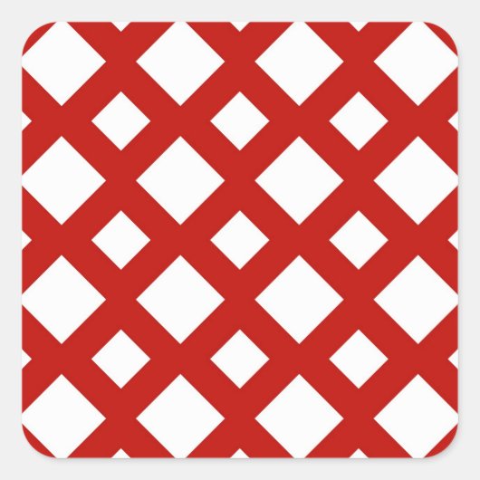 Witte diamanten op rood vierkante sticker (Voorkant)