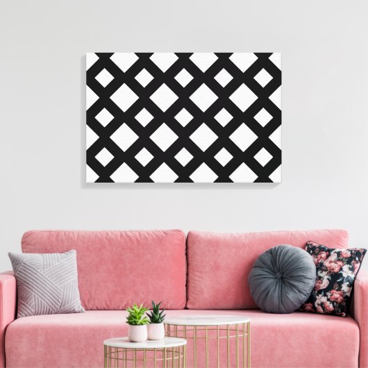 Witte diamanten op zwart canvas afdruk (Insitu (Woonkamer))