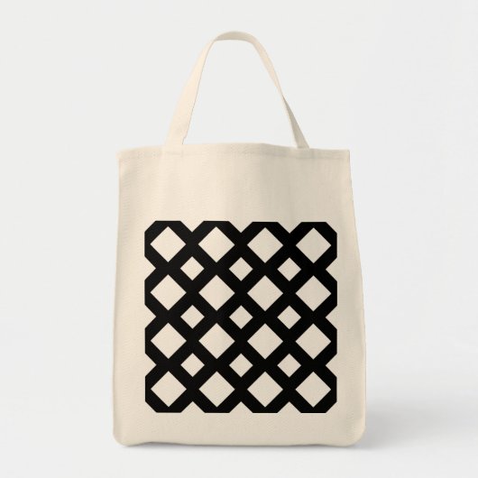 Witte diamanten op zwart tote bag (Voorkant)