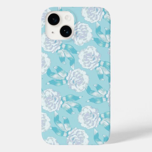 Witte dianthus anjers aqua blauw Case-Mate iPhone case (Achterkant)