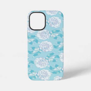 Witte dianthus anjers aqua blauw iPhone 12 mini hoesje