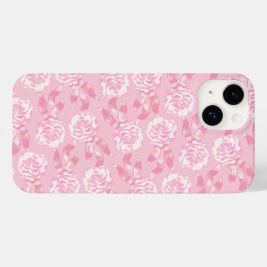 Witte dianthus anjers op bleek roze Case-Mate iPhone case (Achterkant (horizontaal))