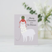 Witte die Lama in Kerstmis wordt gestopt Feestdagenkaart (Staand voorkant)