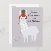 Witte die Lama in Kerstmis wordt gestopt Feestdagenkaart (Voorkant / Achterkant)