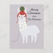 Witte die Lama in Kerstmis wordt gestopt Feestdagenkaart (Voorkant)