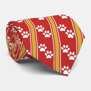 Witte Dierenpoot Prints Team Sport stropdas