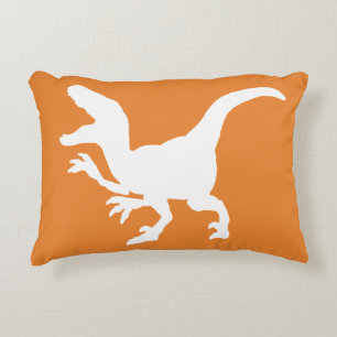 Witte Dinosaurus Raptor Silhouet Accent Kussen