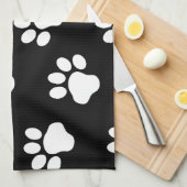 Witte doekjes verf afdrukken op zwart theedoek (Quarter Fold)