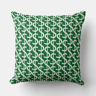 Witte dollar $igns herhalen rijke groene decorati kussen