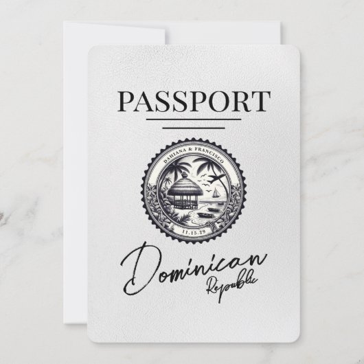 Witte Dominicaanse Republiek Paspoort bruiloft Kaart (Achterkant)
