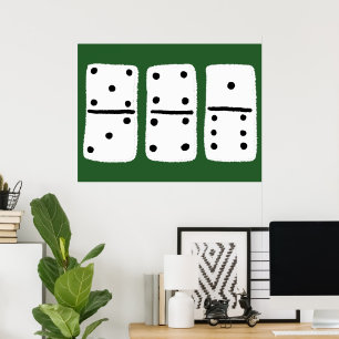 Witte Dominosen met zwarte Stippen op groen Poster