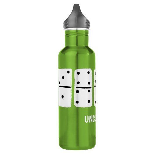 Witte Dominosen met zwarte Stippen op maat Waterfles (Links)