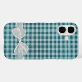 Witte doorzichtige strik op geruit Case-Mate iPhone case (Achterkant (horizontaal))