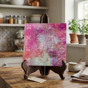 witte dop op roze Waterverf Tegeltje