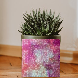  witte dop op roze Waterverf Tegeltje