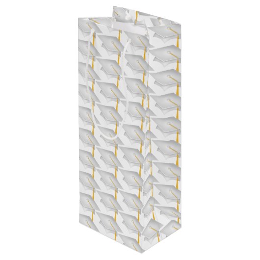 witte doppen met goudassel wijn cadeautas (Achterkant Gekanteld)