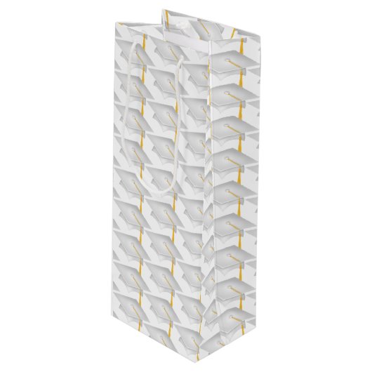 witte doppen met goudassel wijn cadeautas (Voorkant Gekanteld)