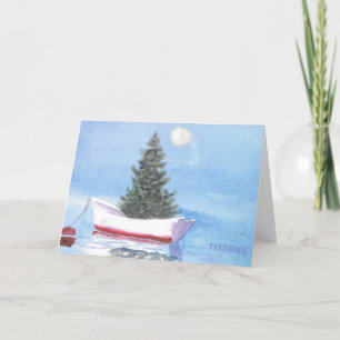 Witte Dory Kerstboom in de Haven Bedankkaart