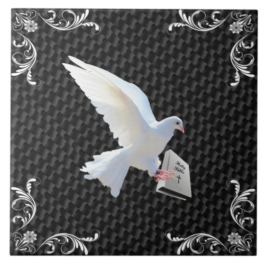 WITTE DOVE HOLDING BIBLE TEGELTJE (Voorkant)