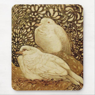 WITTE DOVES IN BROWN SEPIA MUISMAT