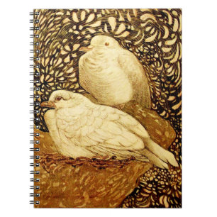 WITTE DOVES IN BROWN SEPIA NOTITIEBOEK