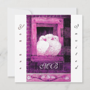 WITTE DOVES IN HET VENSTER, monogram Kaart