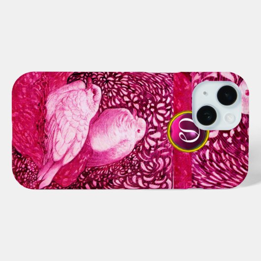 WITTE DOVES IN PINK FUCHSIA MONOGRAM Case-Mate iPhone CASE (Achterkant (horizontaal))