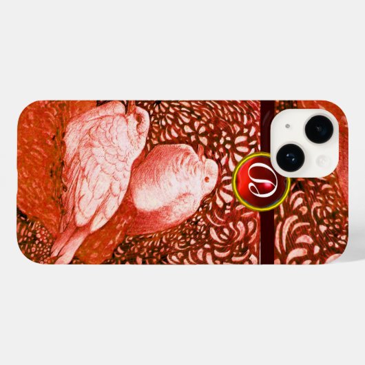 WITTE DOVES IN RODE MONOGRAM Case-Mate iPhone CASE (Achterkant (horizontaal))