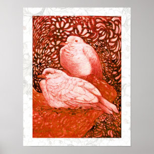 WITTE DOVES IN ROOD POSTER