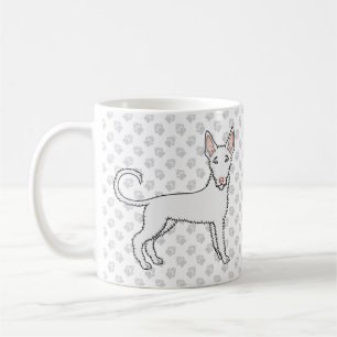 Witte Draadharige Ibizan Hound Cartoon Hond & Poot Koffiemok