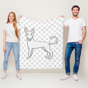 Witte Draadharige Ibizan Hound Cartoonhond & Pootj Fleece Deken