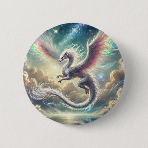 Witte draak ronde button 5,7 cm