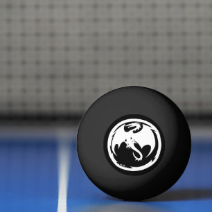 Witte draak zwarte 1 ster pongbal pingpongballen