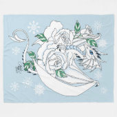 Witte Dragon Rozen Sneeuwvlokken Blauw Fleece Deken (Voorkant (Horizontaal))
