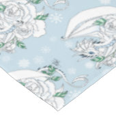 Witte Dragon Rozen Sneeuwvlokken Blauw Tafelkleed (Gekanteld)