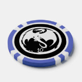 Witte Dragon zwart blauw 10 gestreepte poker chip (Enkel)