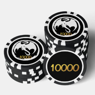 Witte Dragon zwart blk goud 10K gestreepte poker c Chips
