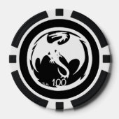 Witte Dragon zwarte 100 gestreepte pokerchip (Voorkant)