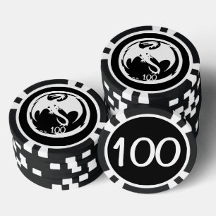 Witte Dragon zwarte 100 gestreepte pokerchip