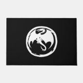 Witte Dragon zwarte deurmat (Voorkant)