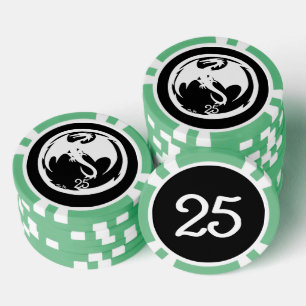 Witte Dragon zwarte groene 25 gestreepte pokerchip