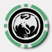 Witte Dragon zwarte groene 25 gestreepte pokerchip (Voorkant)