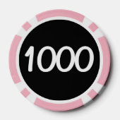 Witte Dragon zwarte roze 1000 gestreepte pokerchip (Achterkant)