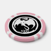 Witte Dragon zwarte roze 1000 gestreepte pokerchip (Enkel)