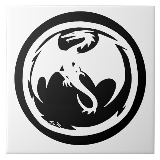 Witte drakengrote tegel tegeltje (Voorkant)