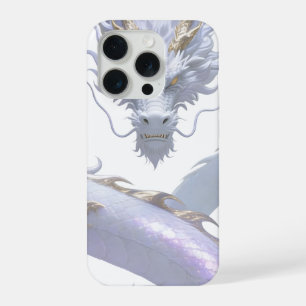 Witte Drakenkunst   Mythische Fantasie Esthetiek   iPhone 15 Pro Hoesje